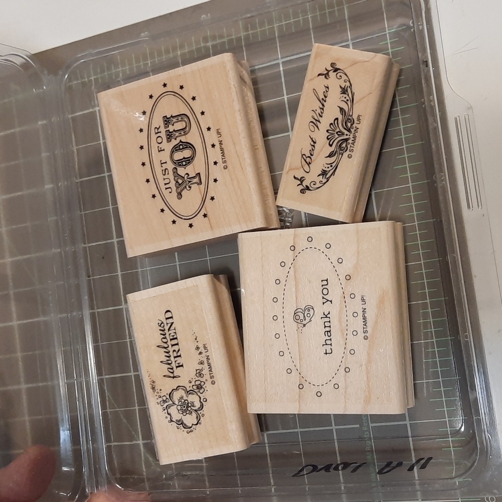 Oval All Stampin Up wooden rubber stamp discontinued set.